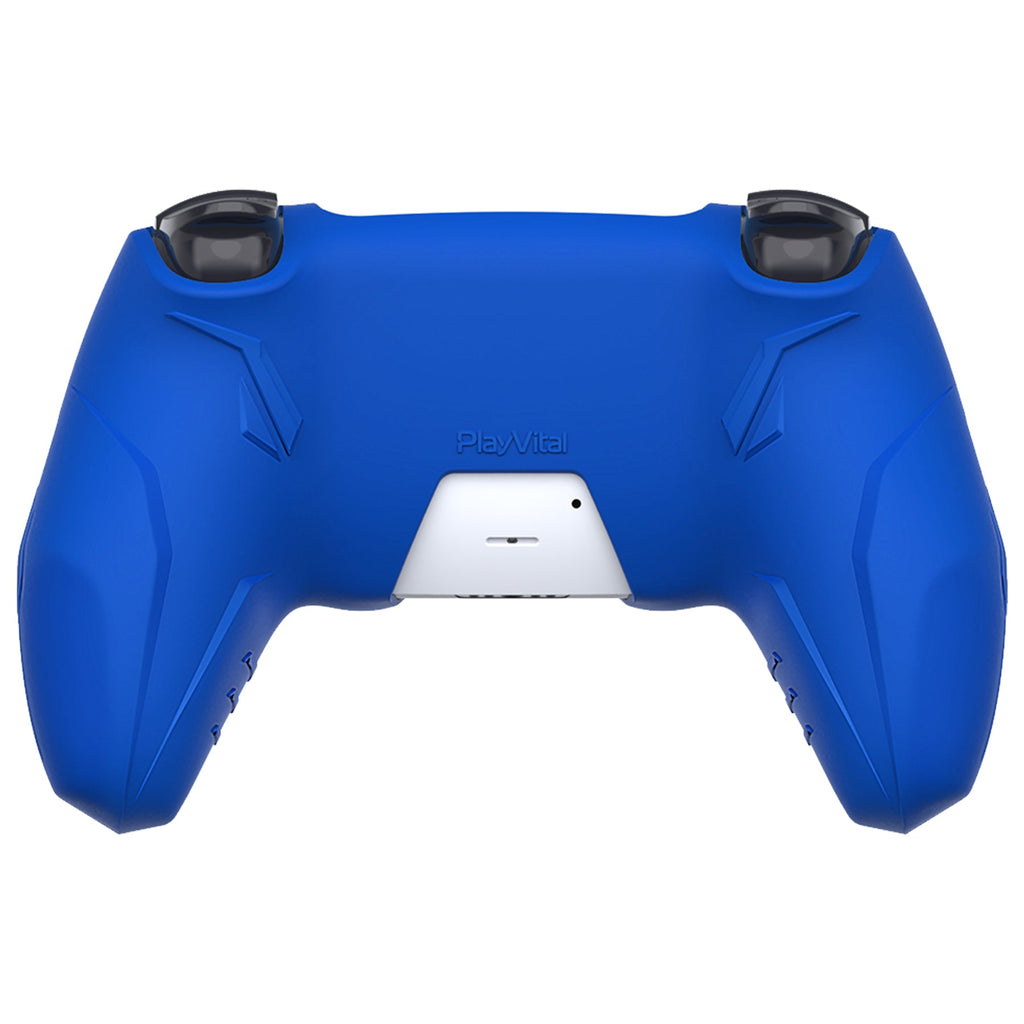 PlayVital Futuristic CyberMech Design Silicone Grip Skin with Thumb Grips for PS5 Wireless Controller, Compatible with PS5 Official Charging Dock - Blue PlayVital