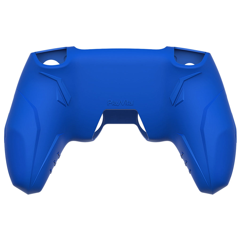 PlayVital Futuristic CyberMech Design Silicone Grip Skin with Thumb Grips for PS5 Wireless Controller, Compatible with PS5 Official Charging Dock - Blue PlayVital