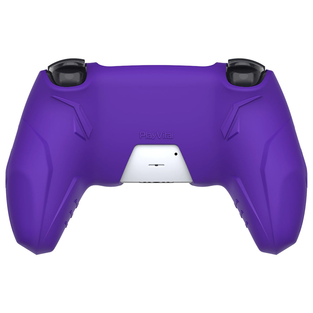 PlayVital Futuristic CyberMech Design Silicone Grip Skin with Thumb Grips for PS5 Wireless Controller, Compatible with PS5 Official Charging Dock - Purple PlayVital