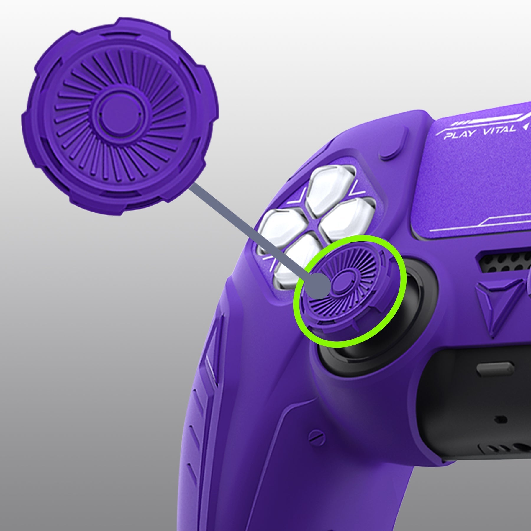 PlayVital Futuristic CyberMech Design Silicone Grip Skin with Thumb Grips for PS5 Wireless Controller, Compatible with PS5 Official Charging Dock - Purple PlayVital