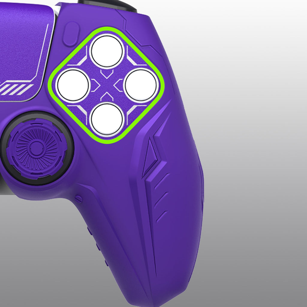 PlayVital Futuristic CyberMech Design Silicone Grip Skin with Thumb Grips for PS5 Wireless Controller, Compatible with PS5 Official Charging Dock - Purple PlayVital