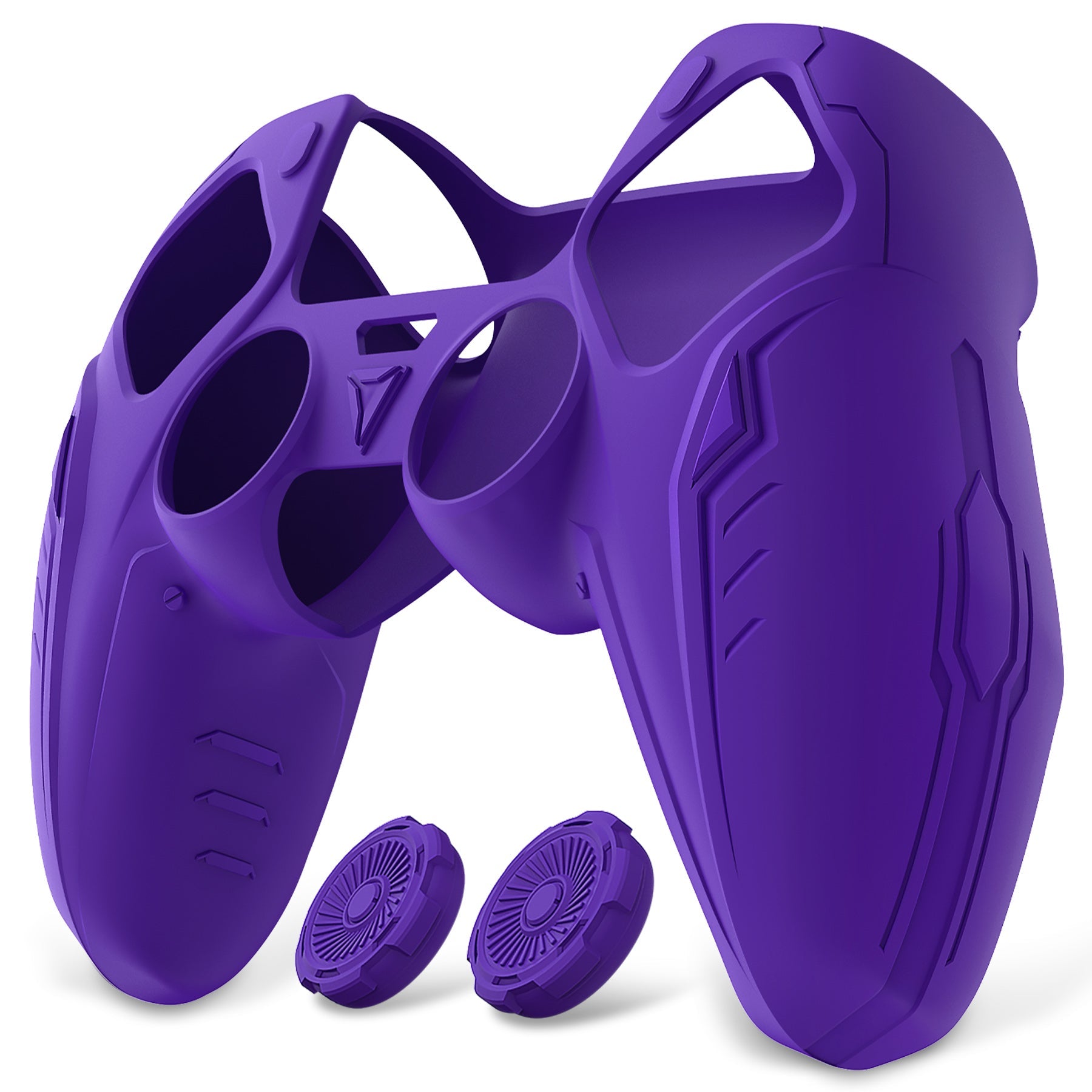 PlayVital Futuristic CyberMech Design Silicone Grip Skin with Thumb Grips for PS5 Wireless Controller, Compatible with PS5 Official Charging Dock - Purple PlayVital