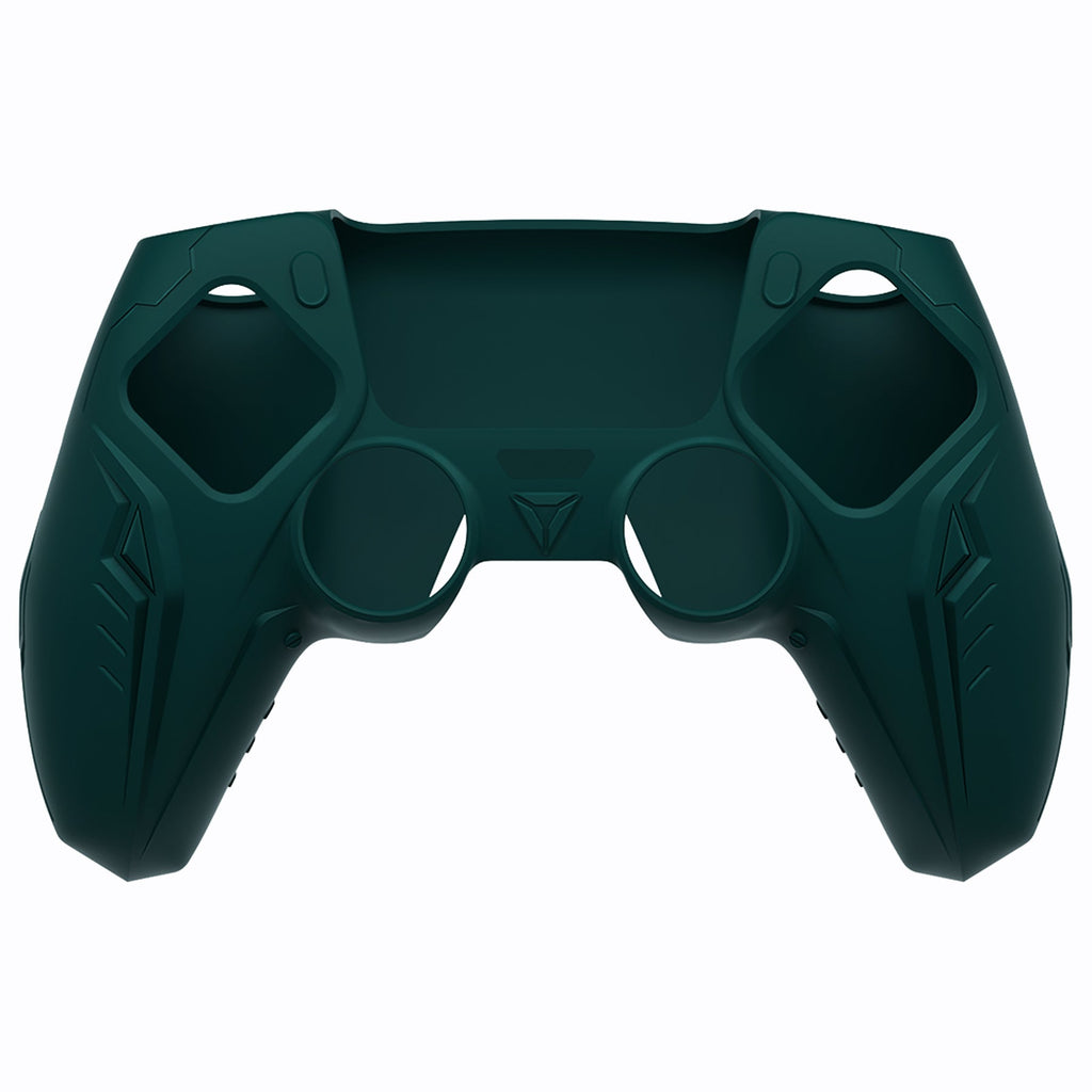 PlayVital Futuristic CyberMech Design Silicone Grip Skin with Thumb Grips for PS5 Wireless Controller, Compatible with PS5 Official Charging Dock - Racing Green PlayVital