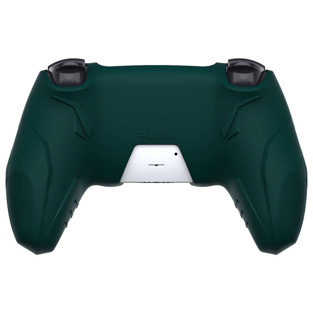 PlayVital Futuristic CyberMech Design Silicone Grip Skin with Thumb Grips for PS5 Wireless Controller, Compatible with PS5 Official Charging Dock - Racing Green PlayVital