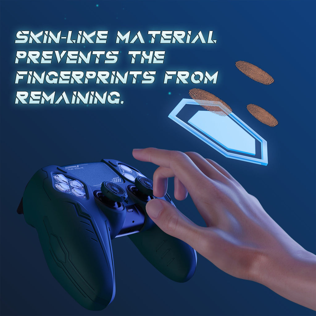 PlayVital Futuristic CyberMech Design Silicone Grip Skin with Thumb Grips for PS5 Wireless Controller, Compatible with PS5 Official Charging Dock - Racing Green PlayVital