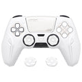 PlayVital Futuristic CyberMech Design Silicone Grip Skin with Thumb Grips for PS5 Wireless Controller, Compatible with PS5 Official Charging Dock - White PlayVital