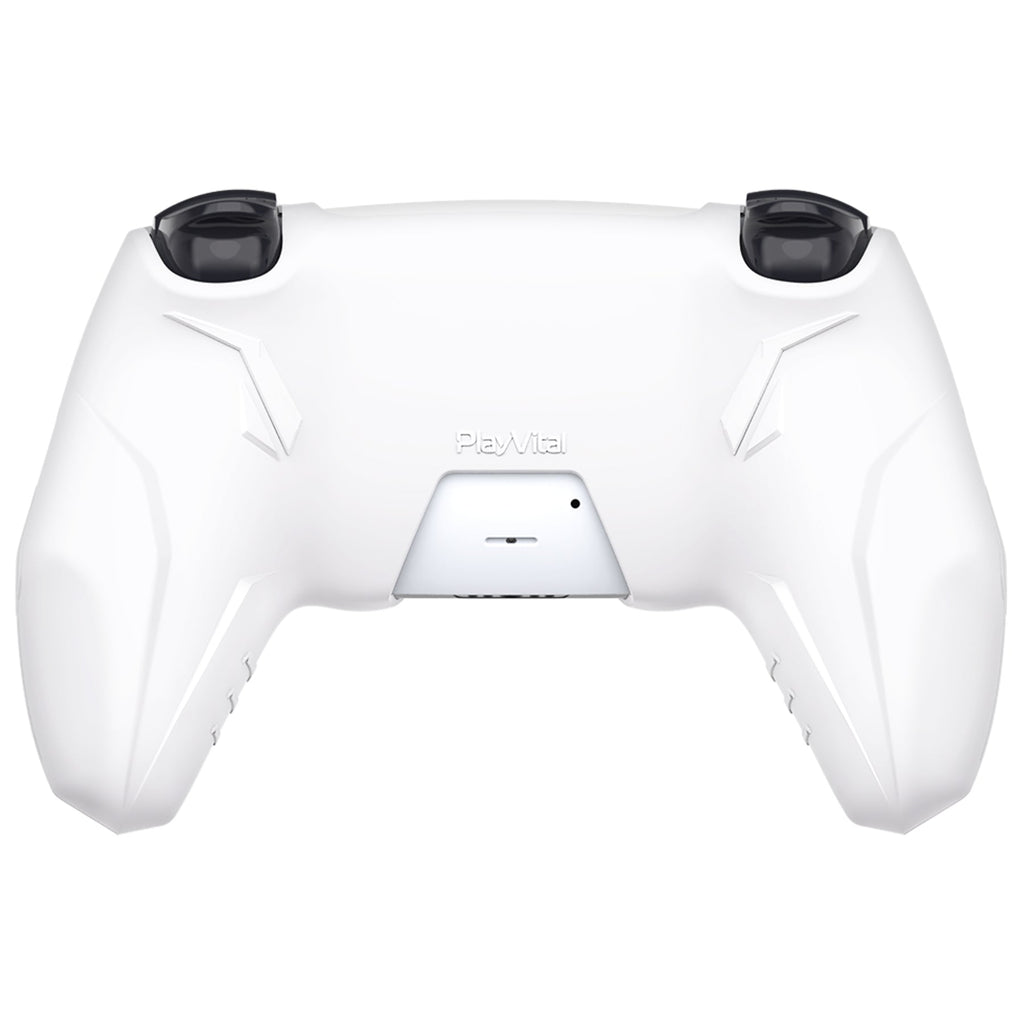 PlayVital Futuristic CyberMech Design Silicone Grip Skin with Thumb Grips for PS5 Wireless Controller, Compatible with PS5 Official Charging Dock - White PlayVital