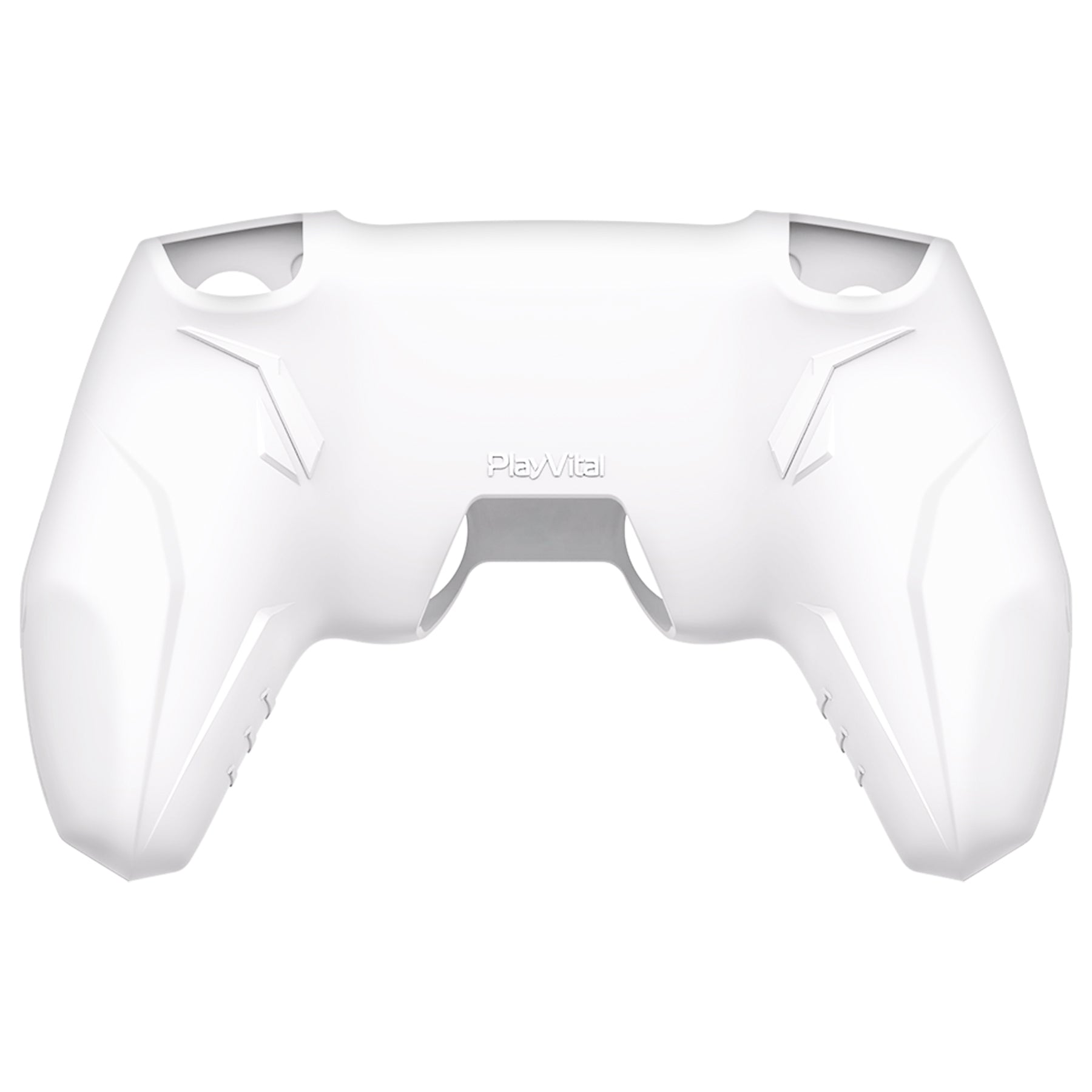 PlayVital Futuristic CyberMech Design Silicone Grip Skin with Thumb Grips for PS5 Wireless Controller, Compatible with PS5 Official Charging Dock - White PlayVital