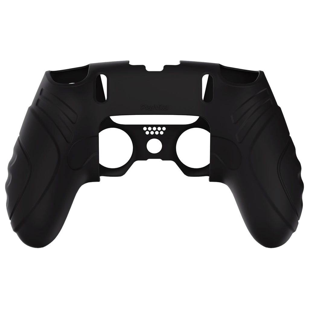 PlayVital Guardian Edition Anti-Slip Ergonomic Silicone Cover Case with Thumb Grip Caps for PS5 Edge Controller - Black PlayVital