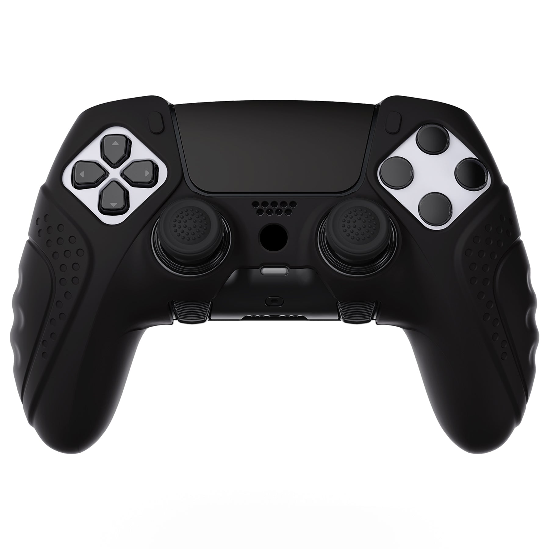 PlayVital Guardian Edition Anti-Slip Ergonomic Silicone Cover Case with Thumb Grip Caps for PS5 Edge Controller - Black PlayVital