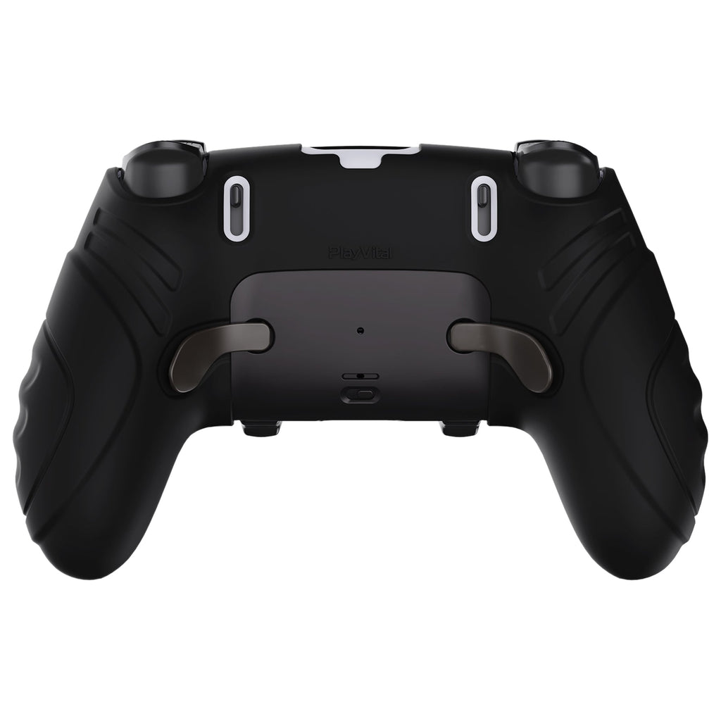 PlayVital Guardian Edition Anti-Slip Ergonomic Silicone Cover Case with Thumb Grip Caps for PS5 Edge Controller - Black PlayVital