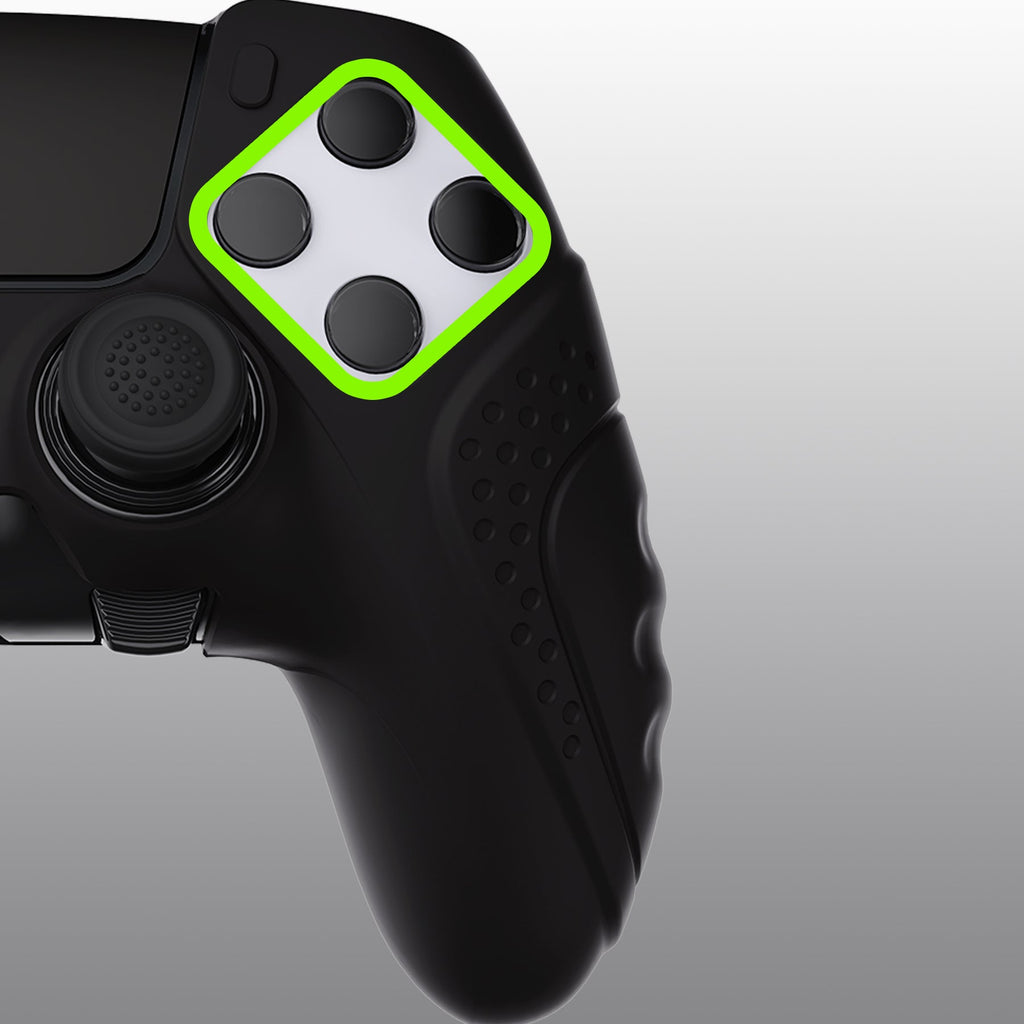 PlayVital Guardian Edition Anti-Slip Ergonomic Silicone Cover Case with Thumb Grip Caps for PS5 Edge Controller - Black PlayVital