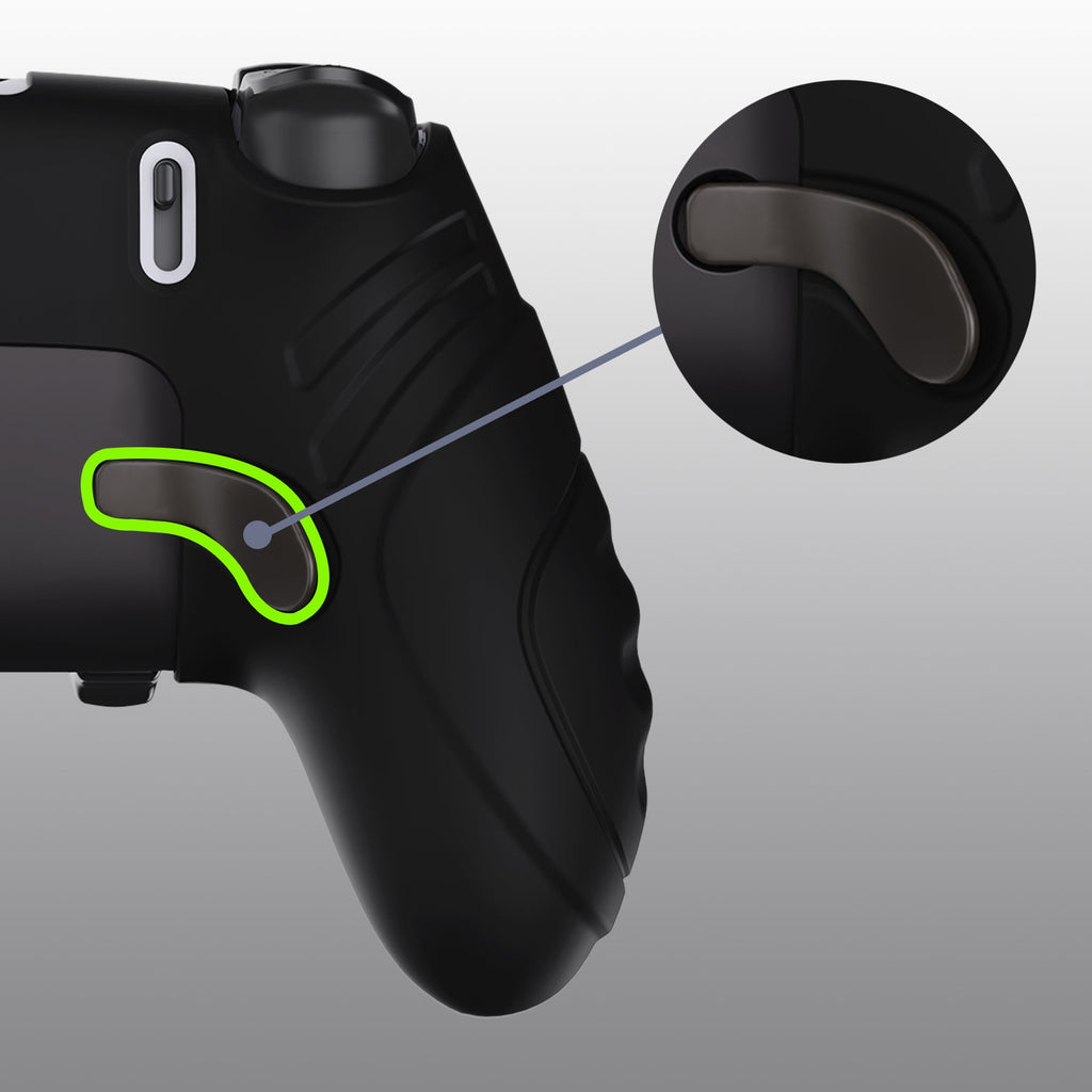 PlayVital Guardian Edition Anti-Slip Ergonomic Silicone Cover Case with Thumb Grip Caps for PS5 Edge Controller - Black PlayVital