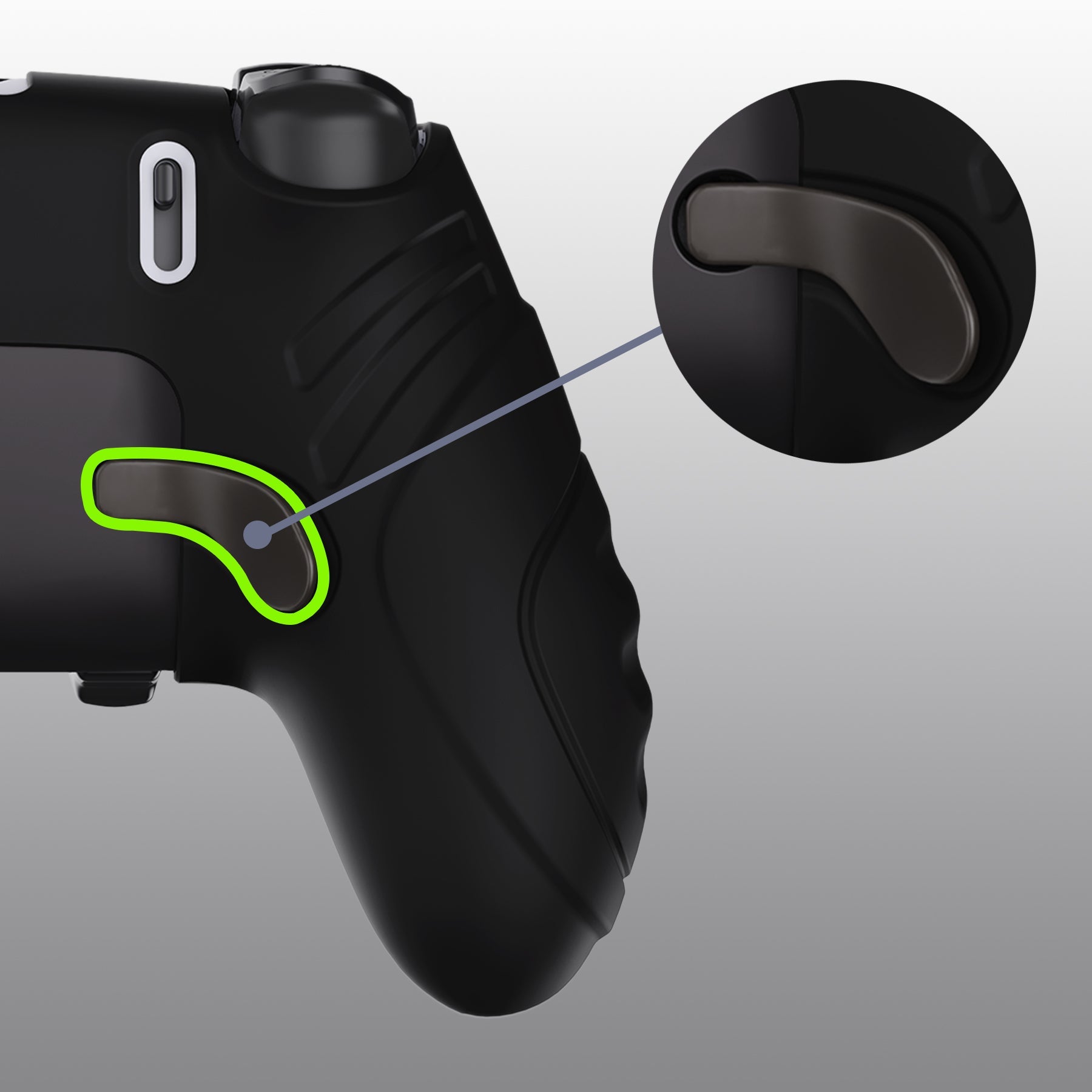 PlayVital Guardian Edition Anti-Slip Ergonomic Silicone Cover Case with Thumb Grip Caps for PS5 Edge Controller - Black PlayVital