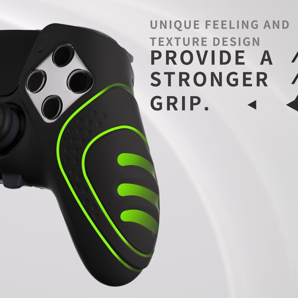PlayVital Guardian Edition Anti-Slip Ergonomic Silicone Cover Case with Thumb Grip Caps for PS5 Edge Controller - Black PlayVital