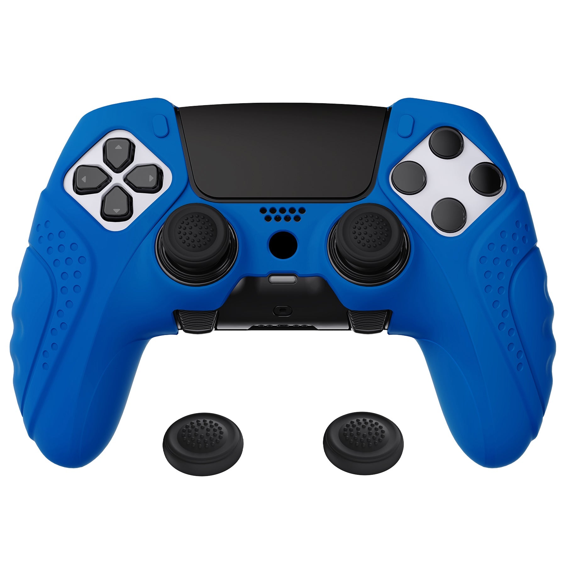 PlayVital Guardian Edition Anti-Slip Ergonomic Silicone Cover Case with Thumb Grip Caps for PS5 Edge Controller - Blue PlayVital