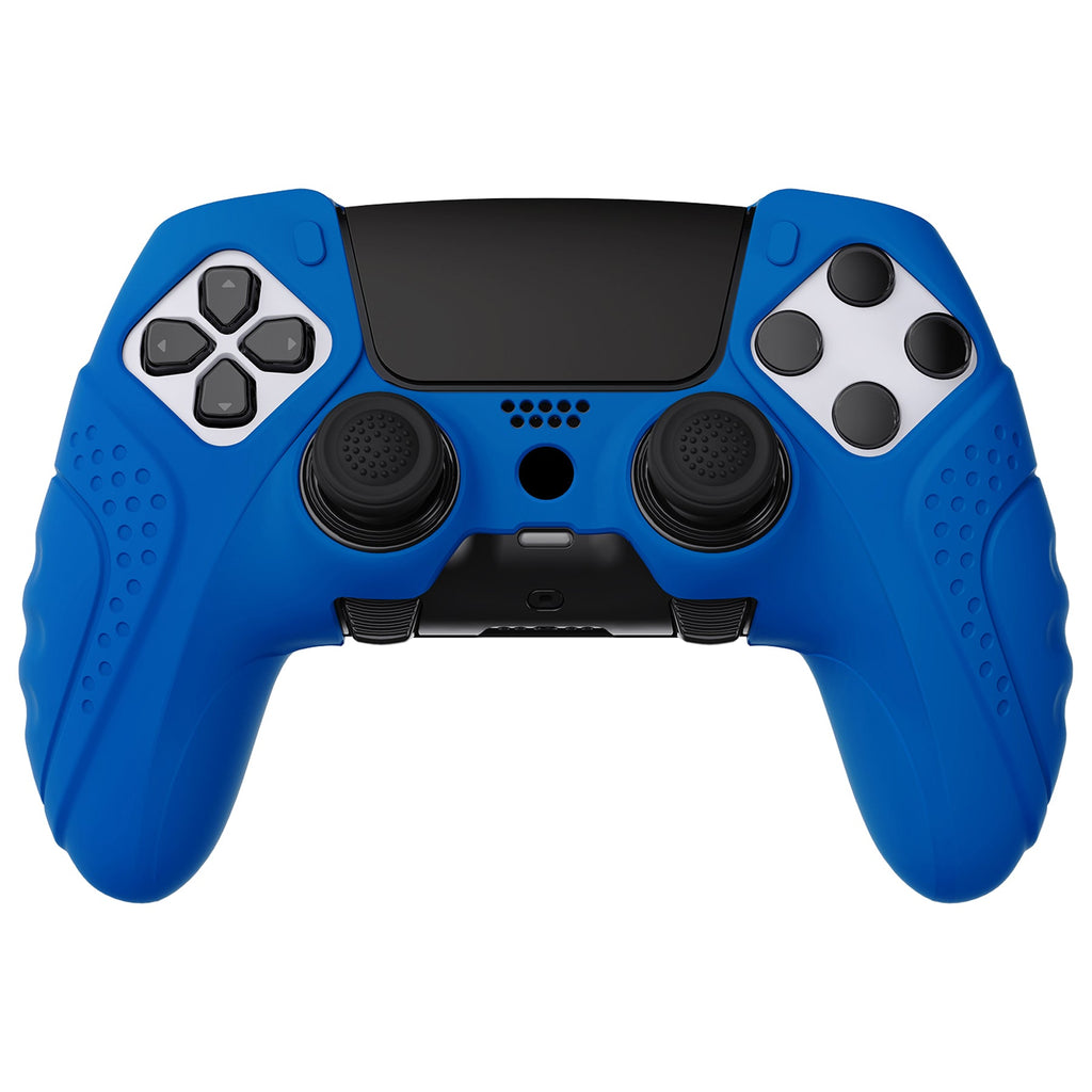 PlayVital Guardian Edition Anti-Slip Ergonomic Silicone Cover Case with Thumb Grip Caps for PS5 Edge Controller - Blue PlayVital