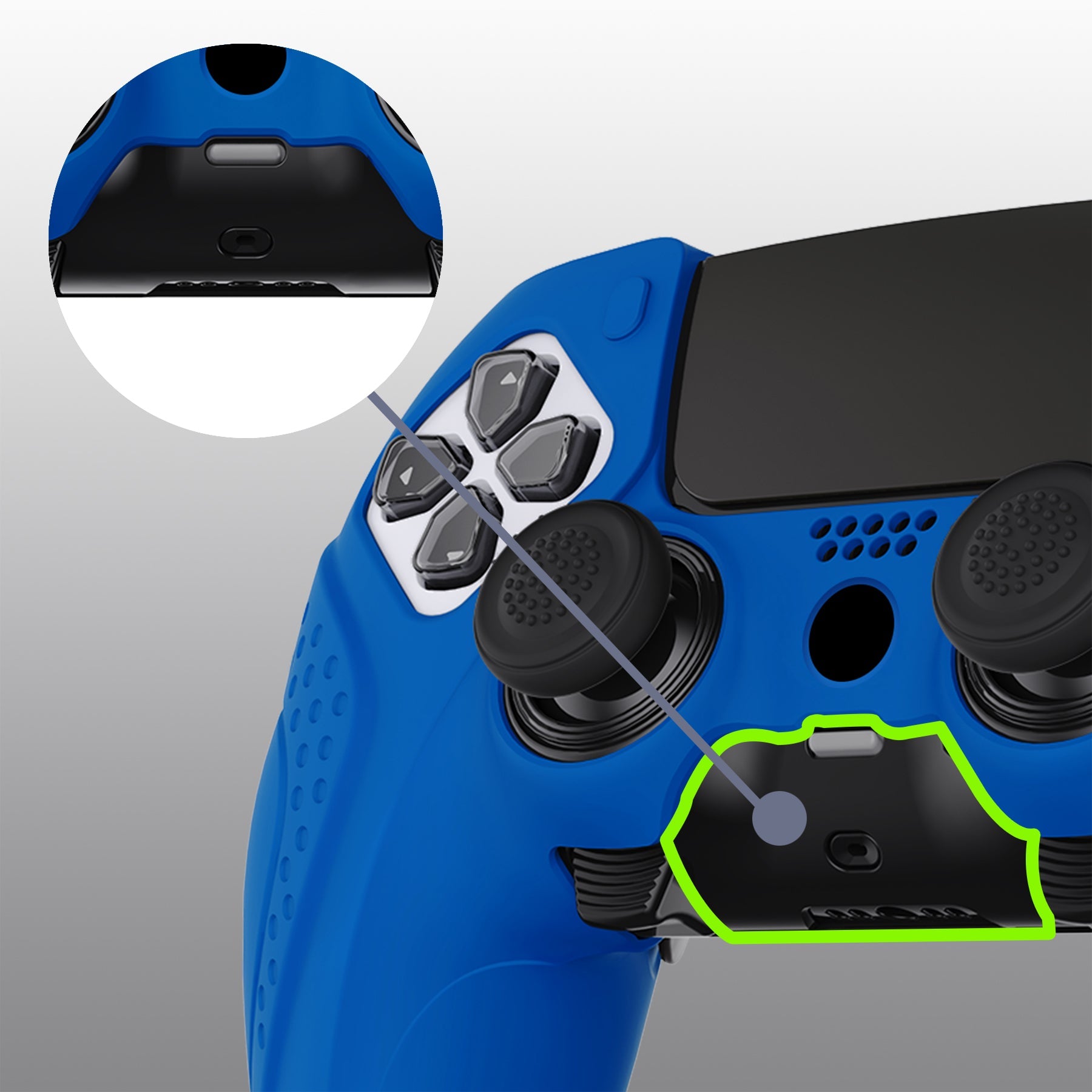 PlayVital Guardian Edition Anti-Slip Ergonomic Silicone Cover Case with Thumb Grip Caps for PS5 Edge Controller - Blue PlayVital