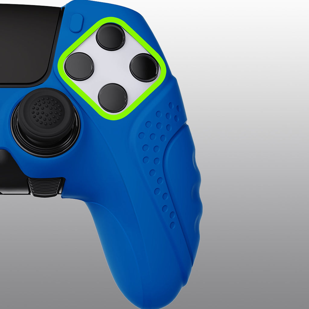 PlayVital Guardian Edition Anti-Slip Ergonomic Silicone Cover Case with Thumb Grip Caps for PS5 Edge Controller - Blue PlayVital