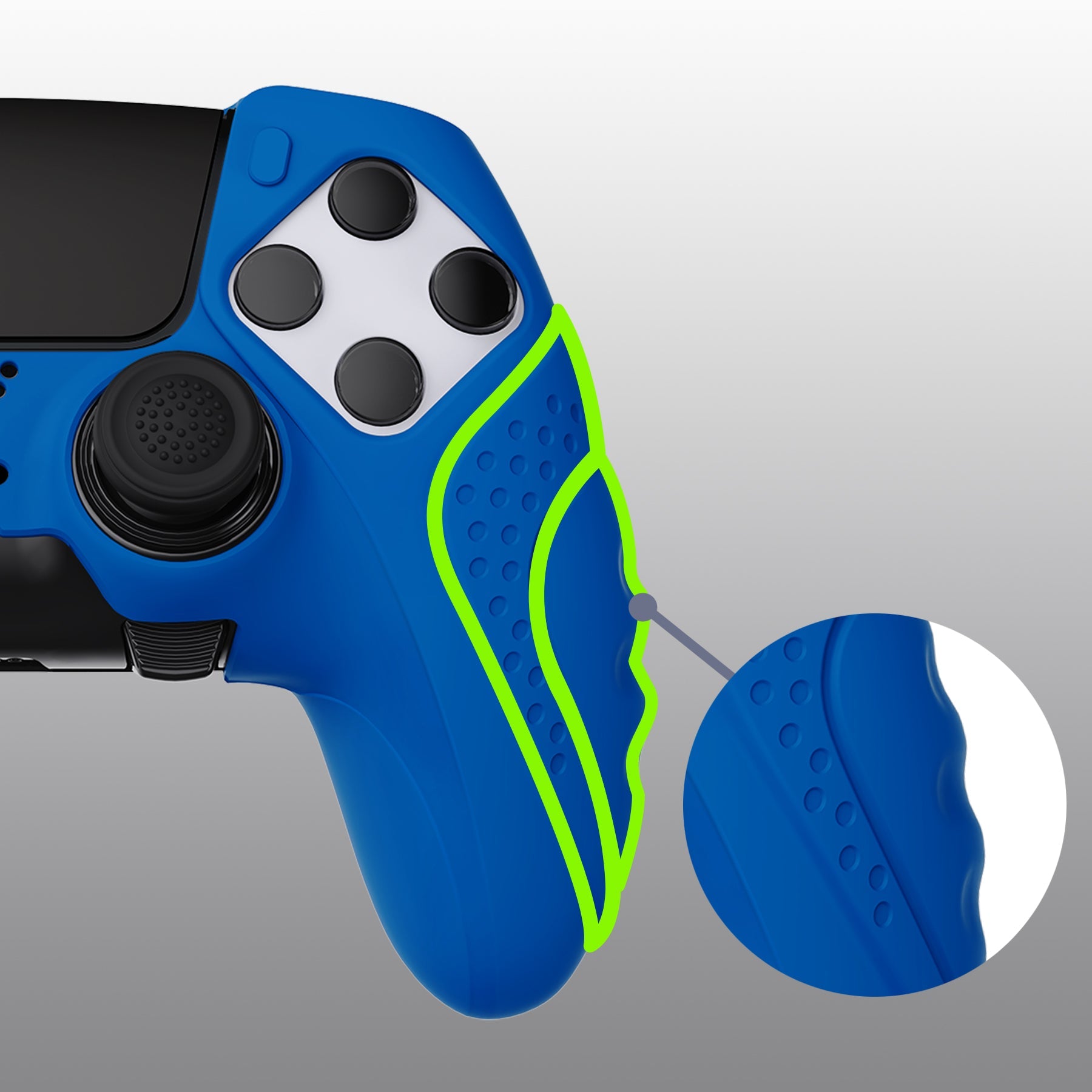 PlayVital Guardian Edition Anti-Slip Ergonomic Silicone Cover Case with Thumb Grip Caps for PS5 Edge Controller - Blue PlayVital