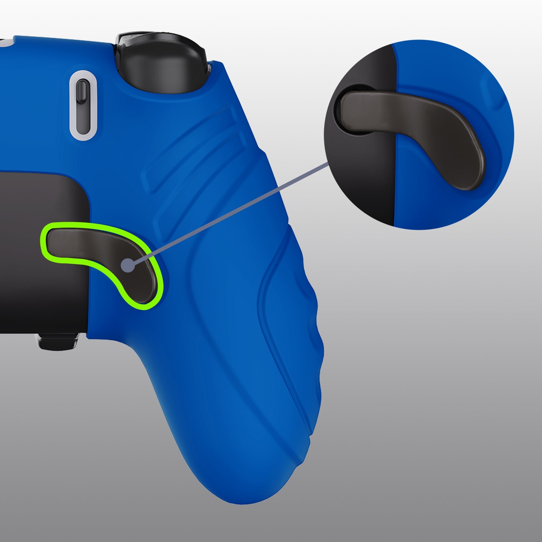 PlayVital Guardian Edition Anti-Slip Ergonomic Silicone Cover Case with Thumb Grip Caps for PS5 Edge Controller - Blue PlayVital