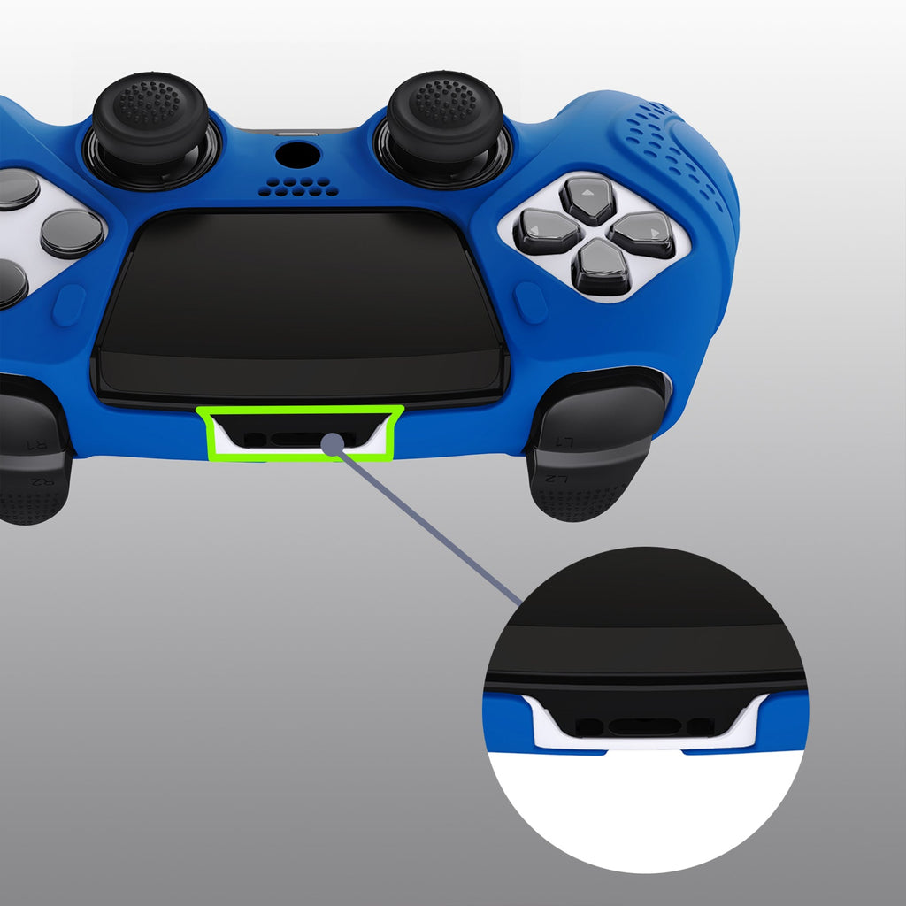 PlayVital Guardian Edition Anti-Slip Ergonomic Silicone Cover Case with Thumb Grip Caps for PS5 Edge Controller - Blue PlayVital