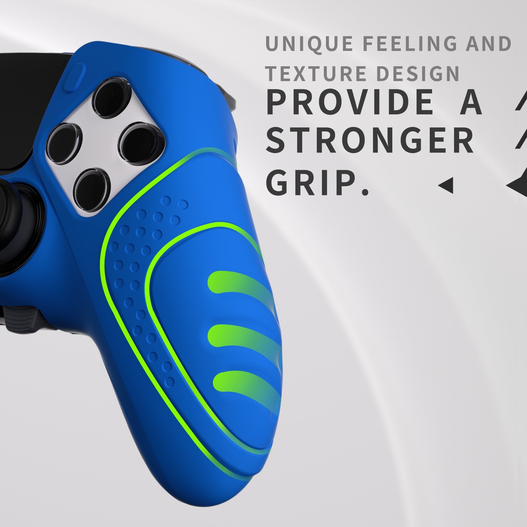 PlayVital Guardian Edition Anti-Slip Ergonomic Silicone Cover Case with Thumb Grip Caps for PS5 Edge Controller - Blue PlayVital