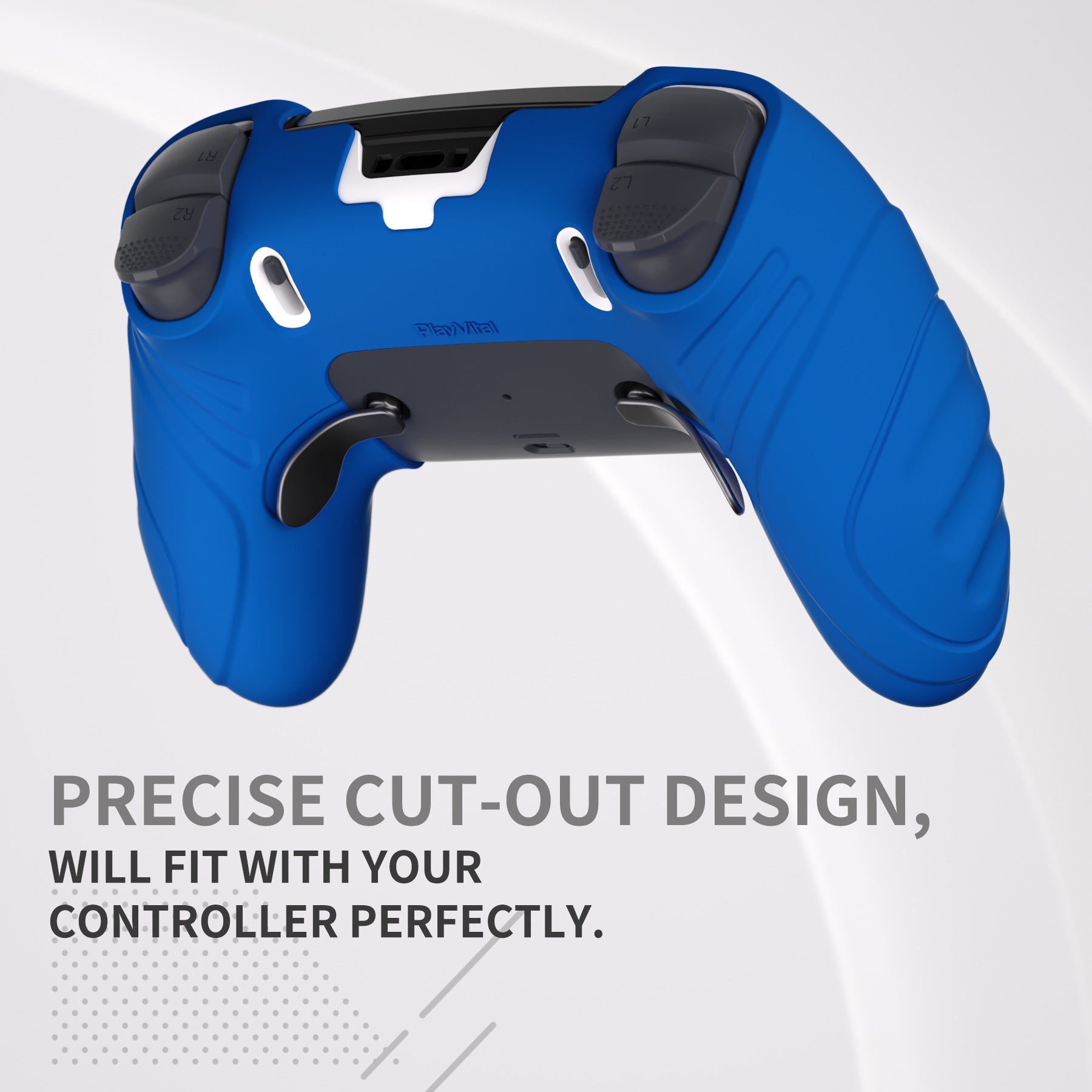 PlayVital Guardian Edition Anti-Slip Ergonomic Silicone Cover Case with Thumb Grip Caps for PS5 Edge Controller - Blue PlayVital