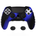 PlayVital Guardian Edition Anti-Slip Ergonomic Silicone Cover Case with Thumb Grip Caps for PS5 Edge Controller - Blue & Black PlayVital