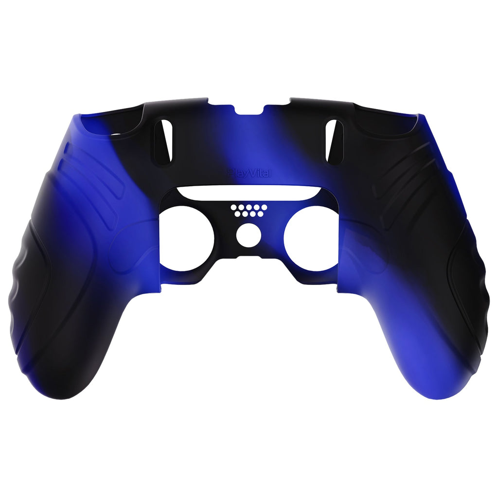 PlayVital Guardian Edition Anti-Slip Ergonomic Silicone Cover Case with Thumb Grip Caps for PS5 Edge Controller - Blue & Black PlayVital