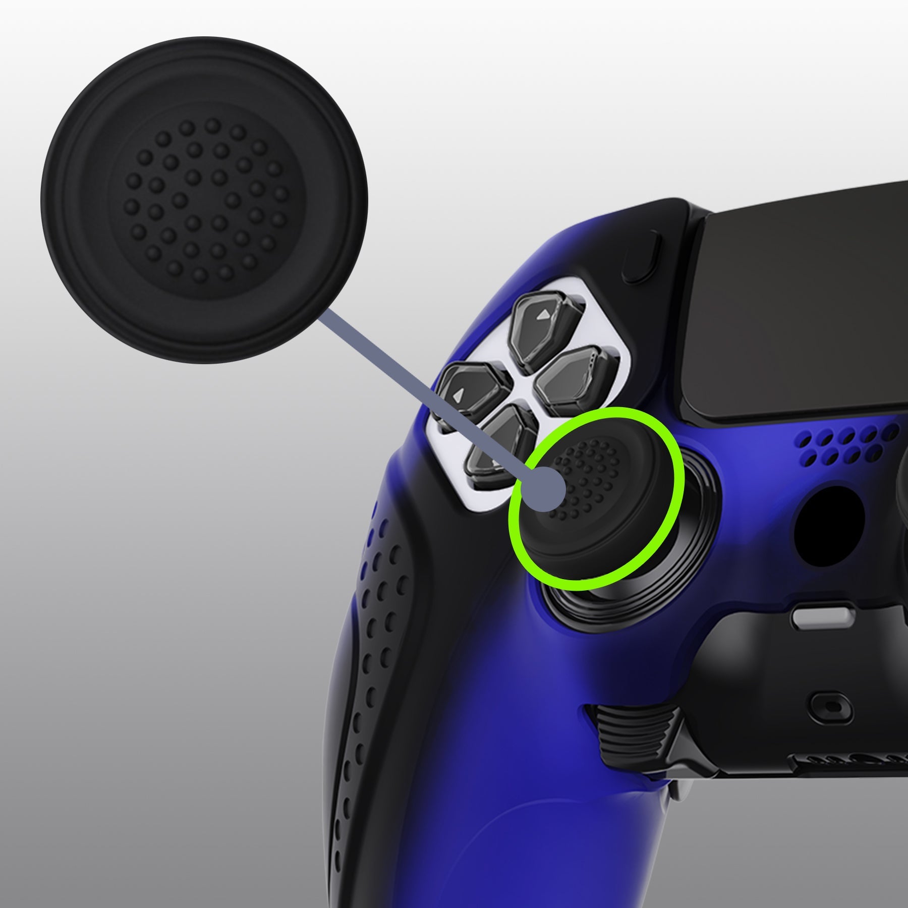 PlayVital Guardian Edition Anti-Slip Ergonomic Silicone Cover Case with Thumb Grip Caps for PS5 Edge Controller - Blue & Black PlayVital