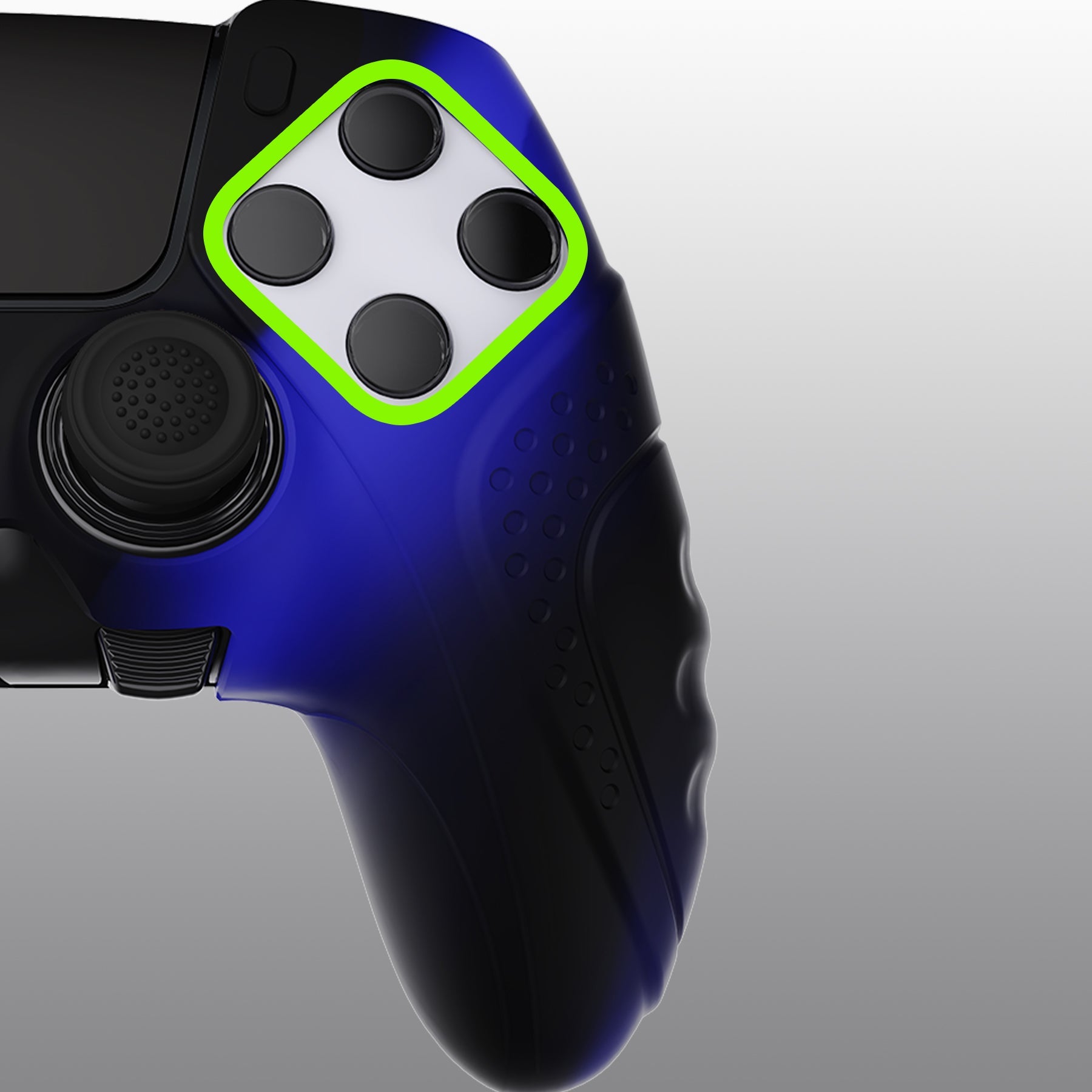 PlayVital Guardian Edition Anti-Slip Ergonomic Silicone Cover Case with Thumb Grip Caps for PS5 Edge Controller - Blue & Black PlayVital