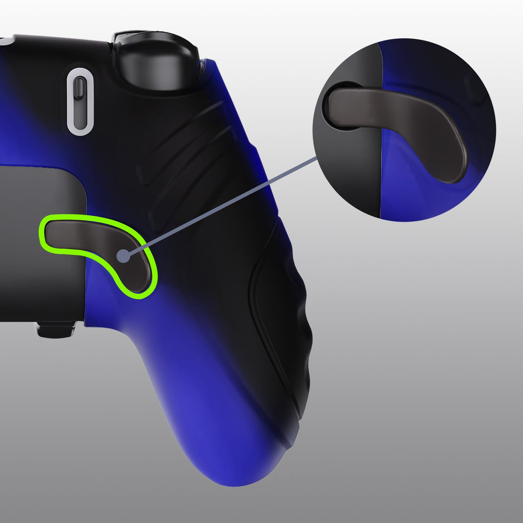 PlayVital Guardian Edition Anti-Slip Ergonomic Silicone Cover Case with Thumb Grip Caps for PS5 Edge Controller - Blue & Black PlayVital