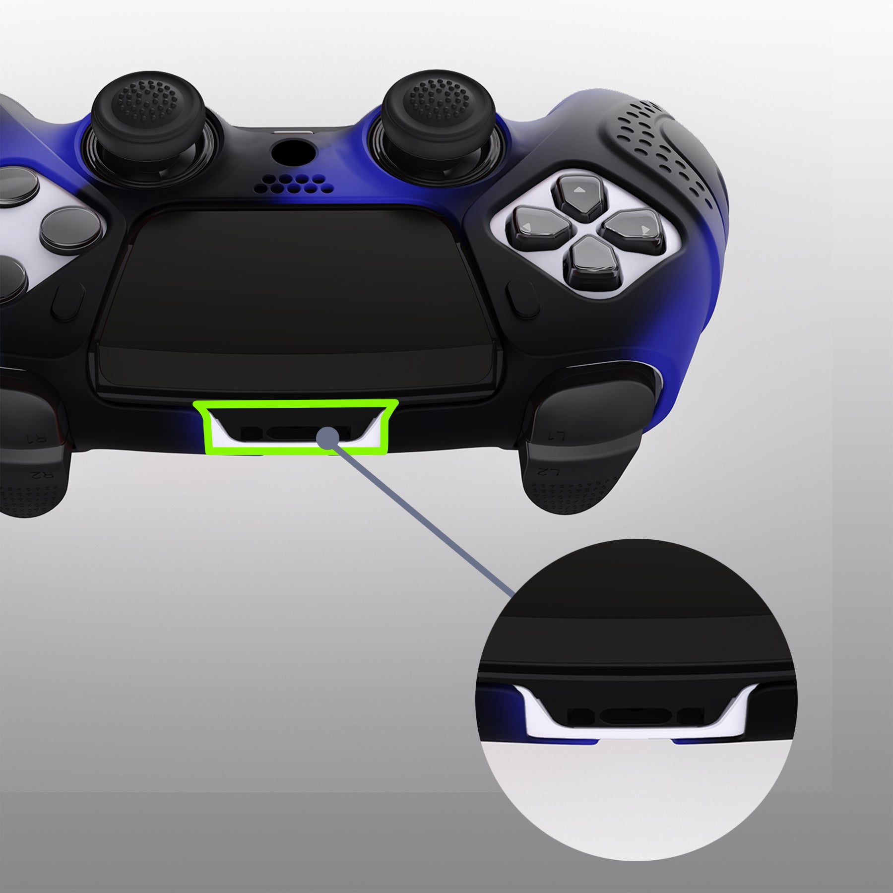 PlayVital Guardian Edition Anti-Slip Ergonomic Silicone Cover Case with Thumb Grip Caps for PS5 Edge Controller - Blue & Black PlayVital
