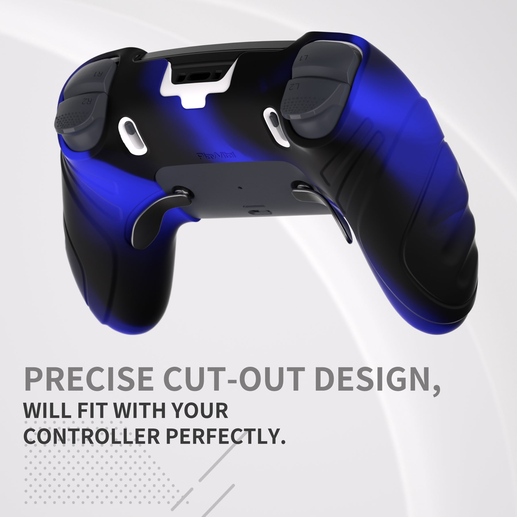 PlayVital Guardian Edition Anti-Slip Ergonomic Silicone Cover Case with Thumb Grip Caps for PS5 Edge Controller - Blue & Black PlayVital
