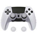 PlayVital Guardian Edition Anti-Slip Ergonomic Silicone Cover Case with Thumb Grip Caps for PS5 Edge Controller - Clear White PlayVital