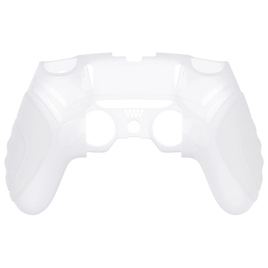 PlayVital Guardian Edition Anti-Slip Ergonomic Silicone Cover Case with Thumb Grip Caps for PS5 Edge Controller - Clear White PlayVital