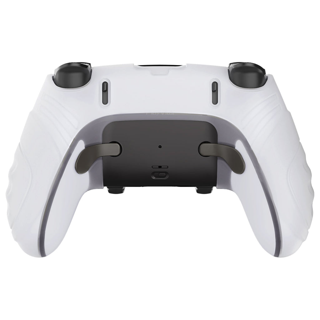 PlayVital Guardian Edition Anti-Slip Ergonomic Silicone Cover Case with Thumb Grip Caps for PS5 Edge Controller - Clear White PlayVital