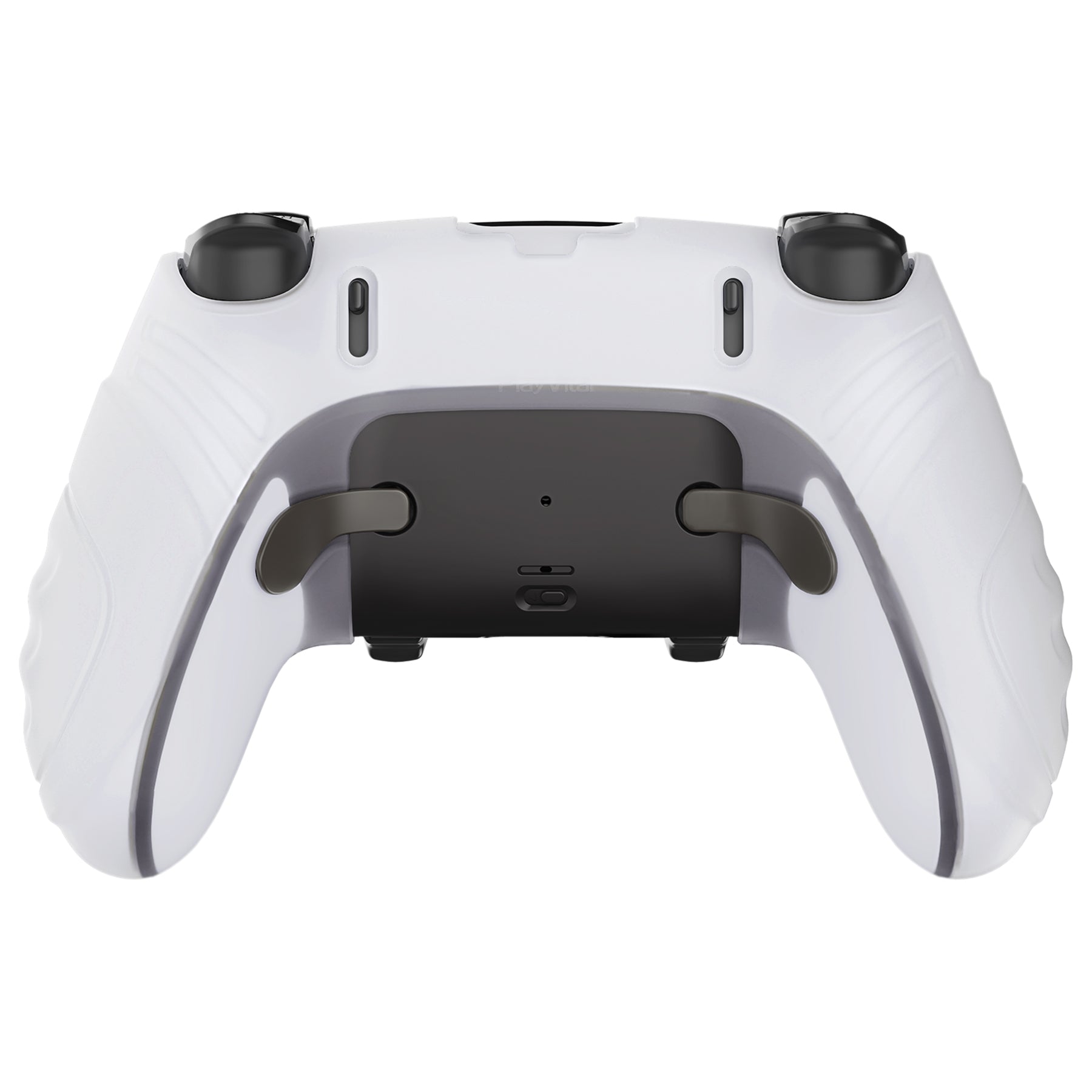 PlayVital Guardian Edition Anti-Slip Ergonomic Silicone Cover Case with Thumb Grip Caps for PS5 Edge Controller - Clear White PlayVital