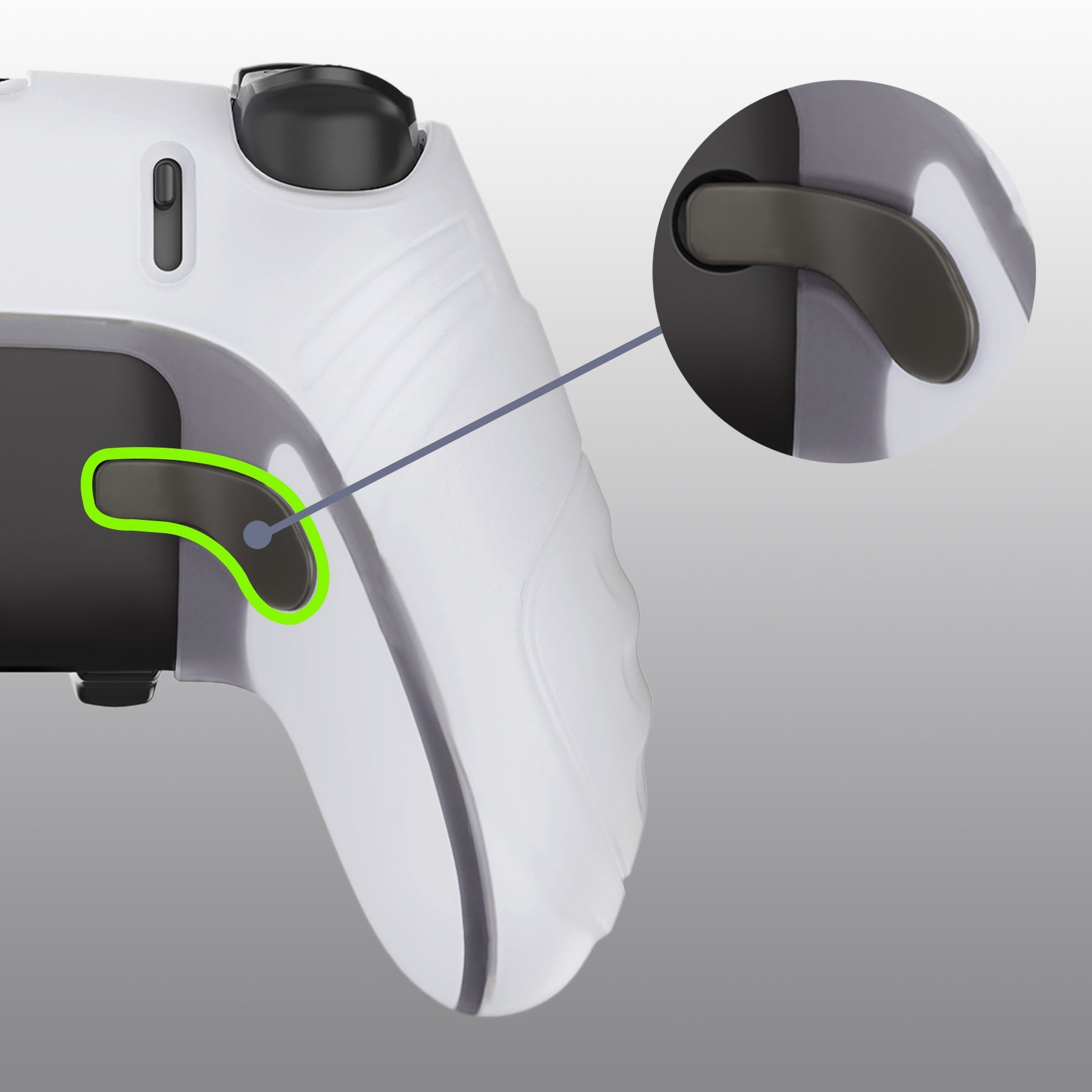 PlayVital Guardian Edition Anti-Slip Ergonomic Silicone Cover Case with Thumb Grip Caps for PS5 Edge Controller - Clear White PlayVital