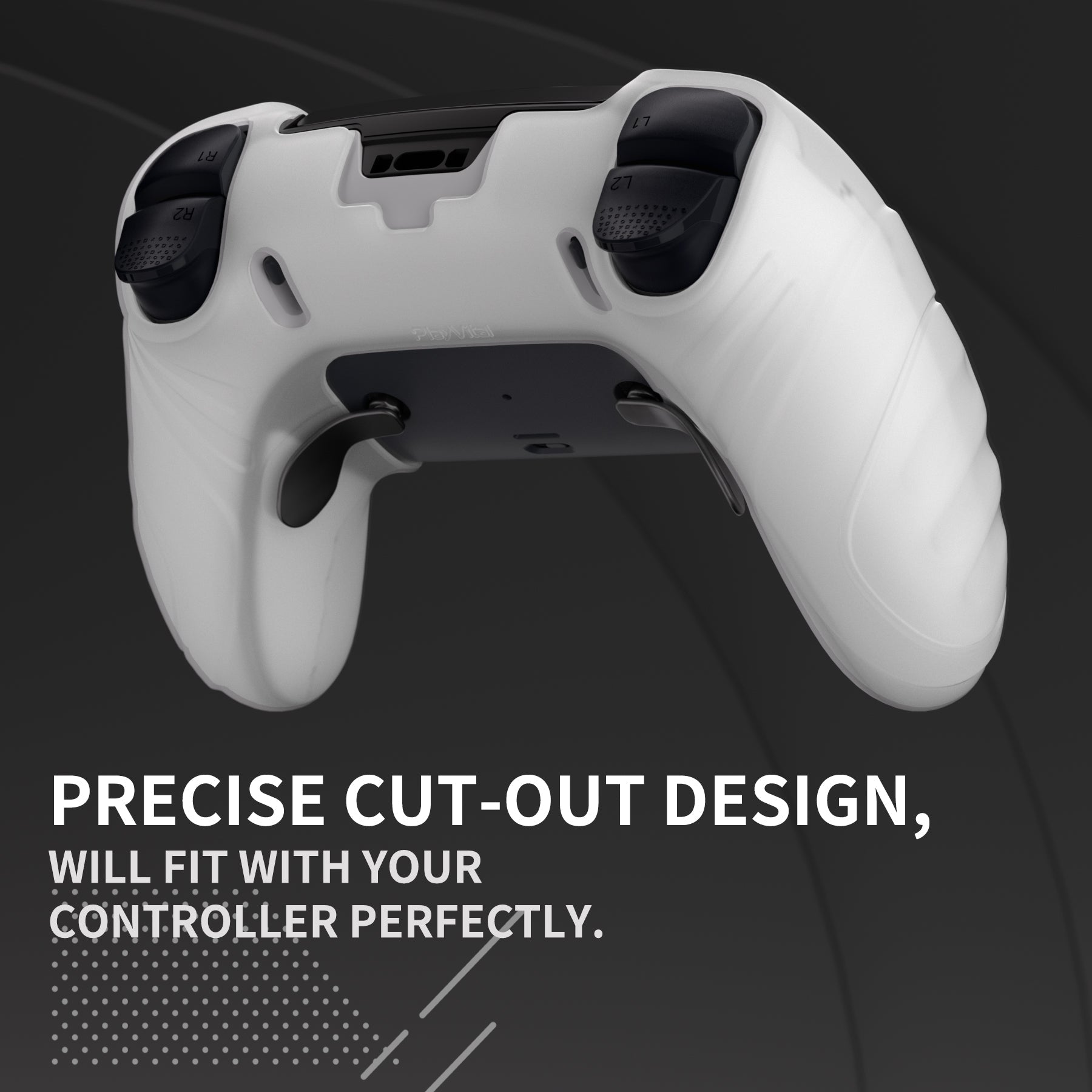 PlayVital Guardian Edition Anti-Slip Ergonomic Silicone Cover Case with Thumb Grip Caps for PS5 Edge Controller - Clear White PlayVital