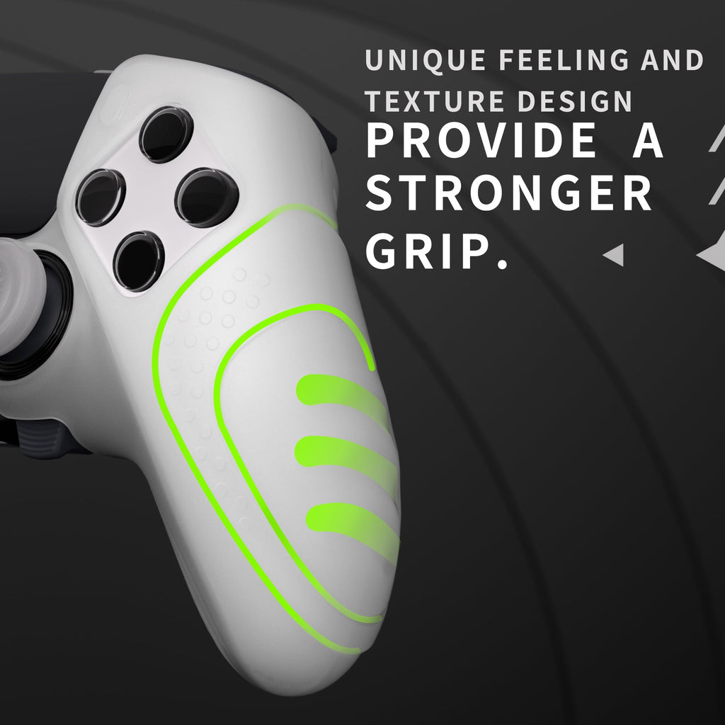 PlayVital Guardian Edition Anti-Slip Ergonomic Silicone Cover Case with Thumb Grip Caps for PS5 Edge Controller - Glow in Dark - Green PlayVital