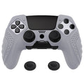 PlayVital Guardian Edition Anti-Slip Ergonomic Silicone Cover Case with Thumb Grip Caps for PS5 Edge Controller - Metallic Gray PlayVital