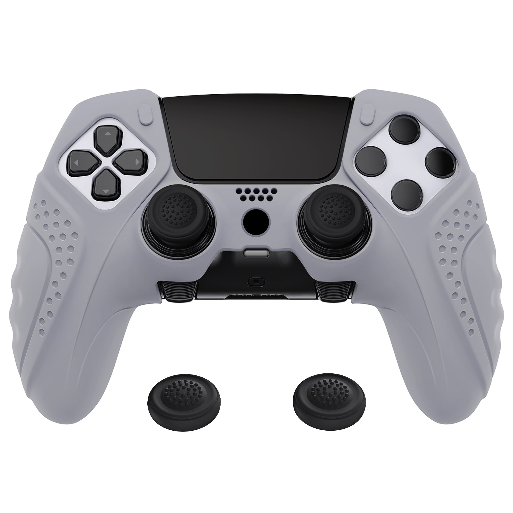 PlayVital Guardian Edition Anti-Slip Ergonomic Silicone Cover Case with Thumb Grip Caps for PS5 Edge Controller - Metallic Gray PlayVital