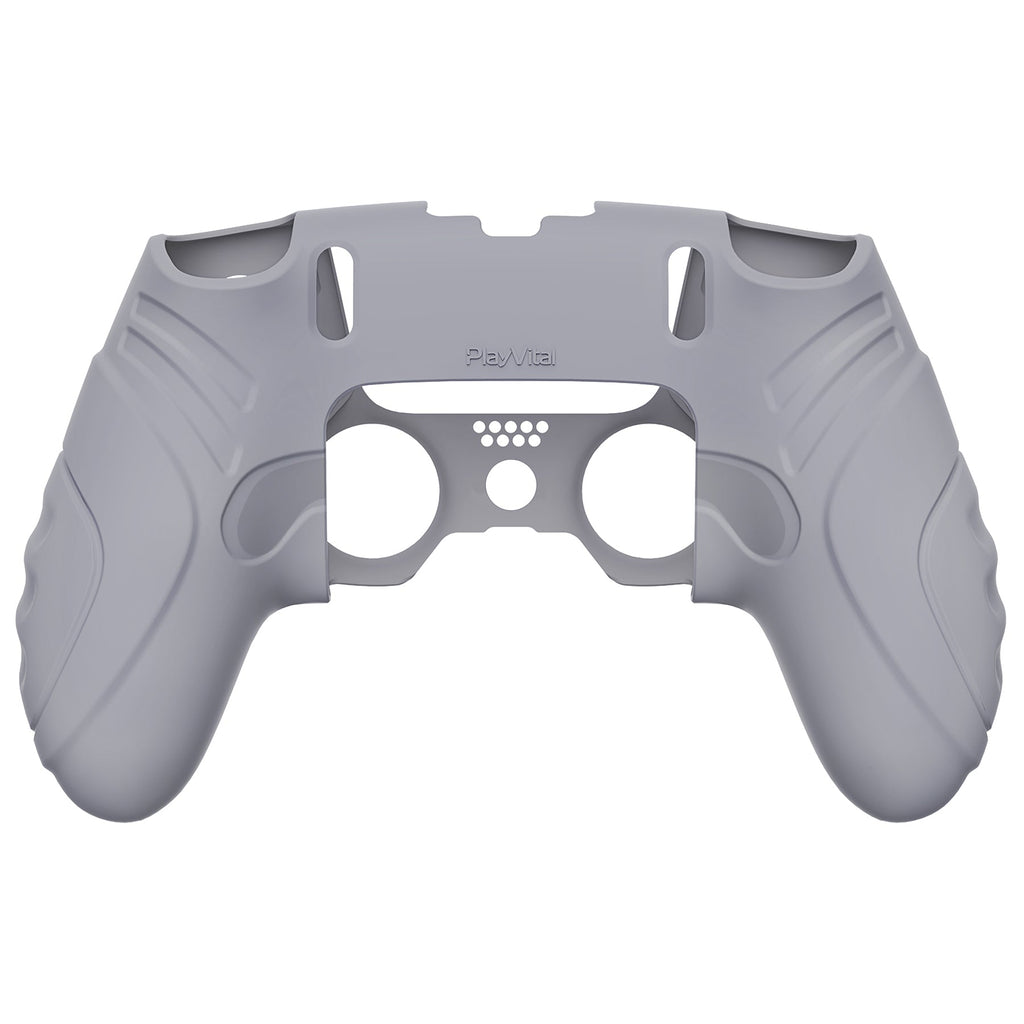PlayVital Guardian Edition Anti-Slip Ergonomic Silicone Cover Case with Thumb Grip Caps for PS5 Edge Controller - Metallic Gray PlayVital