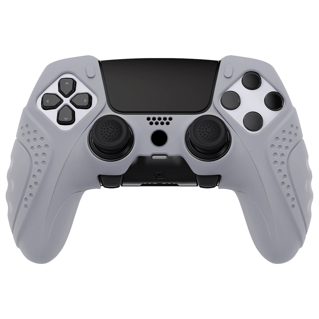 PlayVital Guardian Edition Anti-Slip Ergonomic Silicone Cover Case with Thumb Grip Caps for PS5 Edge Controller - Metallic Gray PlayVital