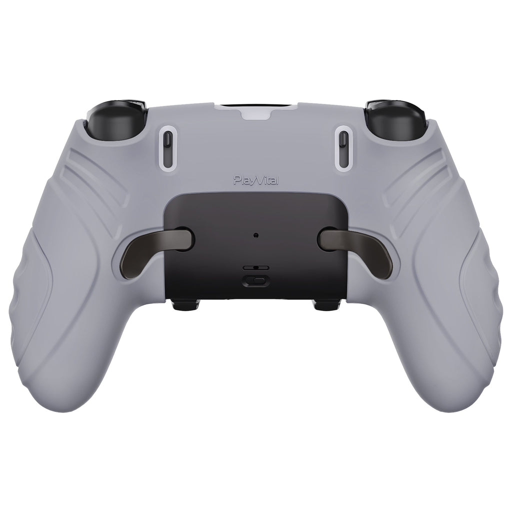 PlayVital Guardian Edition Anti-Slip Ergonomic Silicone Cover Case with Thumb Grip Caps for PS5 Edge Controller - Metallic Gray PlayVital