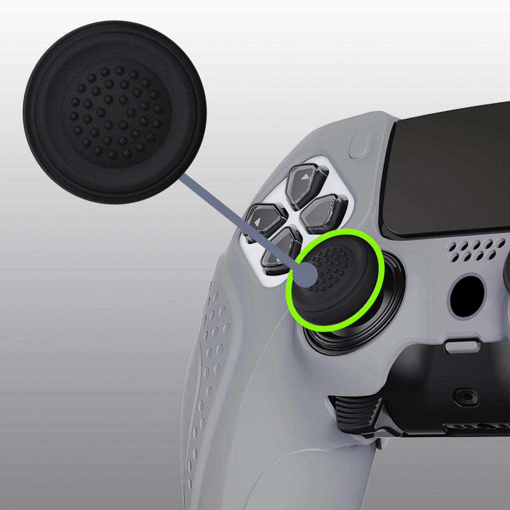 PlayVital Guardian Edition Anti-Slip Ergonomic Silicone Cover Case with Thumb Grip Caps for PS5 Edge Controller - Metallic Gray PlayVital
