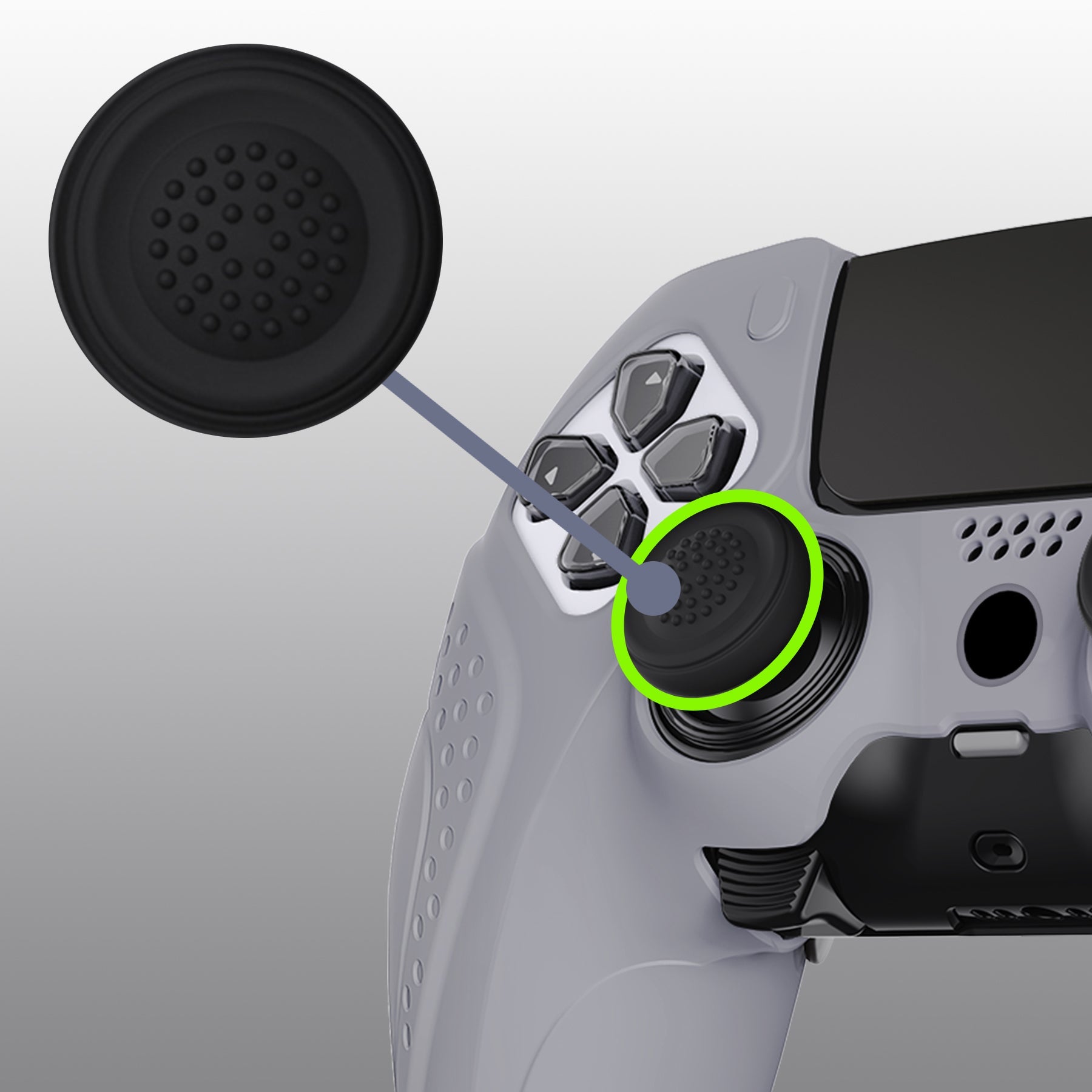 PlayVital Guardian Edition Anti-Slip Ergonomic Silicone Cover Case with Thumb Grip Caps for PS5 Edge Controller - Metallic Gray PlayVital