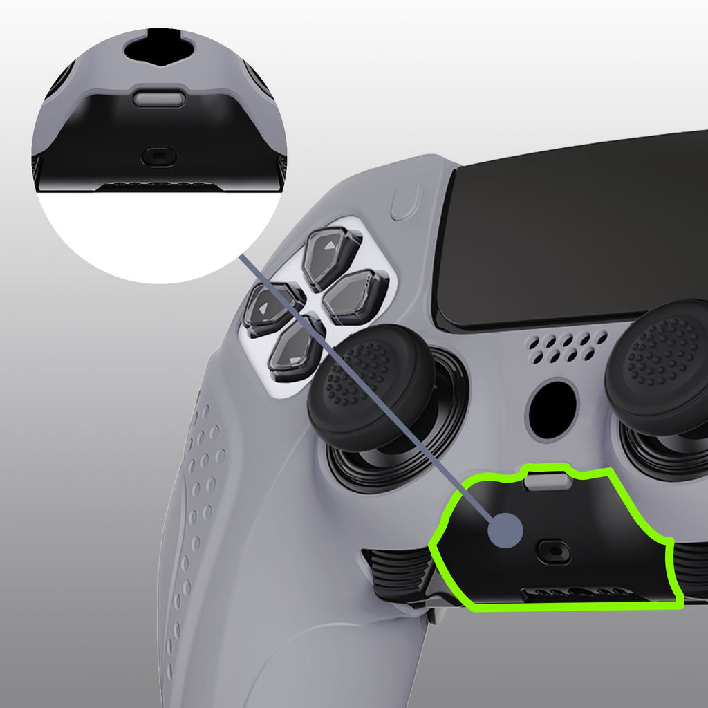 PlayVital Guardian Edition Anti-Slip Ergonomic Silicone Cover Case with Thumb Grip Caps for PS5 Edge Controller - Metallic Gray PlayVital
